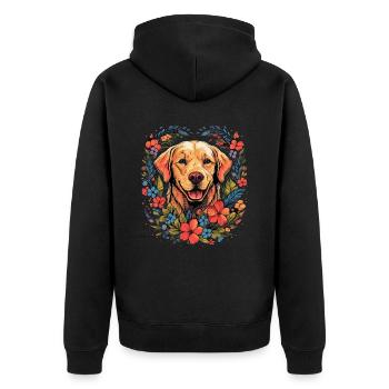 Labrador Hund Geschenk - Unisex Premium Bio Zip Hoodie - Schwarz - Hinten - Nico (187cm)