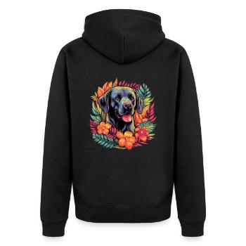Labrador Hund Geschenk - Unisex Premium Bio Zip Hoodie - Schwarz - Hinten - Nico (187cm)