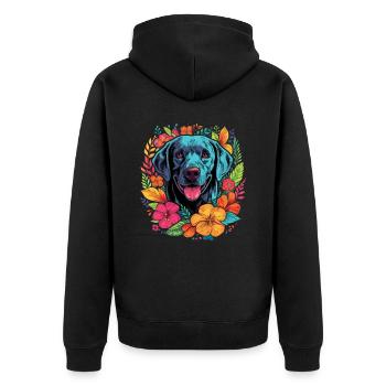 Labrador Hund Geschenk - Unisex Premium Bio Zip Hoodie - Schwarz - Hinten - Nico (187cm)