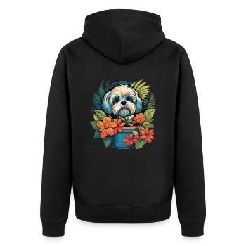 Cadeau de chien maltais - Veste à capuche bio Premium Unisexe - noir - Dos - Nico (187cm)