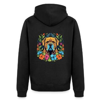 Mastiff Hund Geschenk - Unisex Premium Bio Zip Hoodie - Schwarz - Hinten - Nico (187cm)