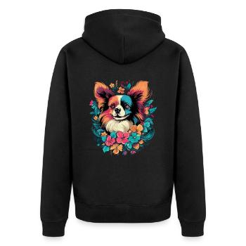 Papillon Chien Cadeau - Veste à capuche bio Premium Unisexe - noir - Dos - Nico (187cm)