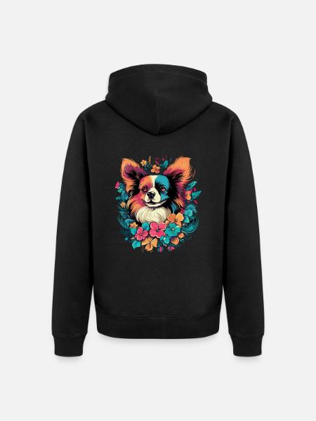 Papillon Dog Gift - Unisex Premium Organic Zip Hoodie - black