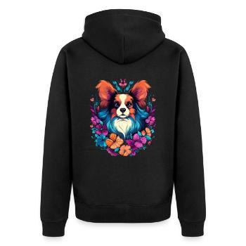 Papillon Chien Cadeau - Veste à capuche bio Premium Unisexe - noir - Dos - Nico (187cm)