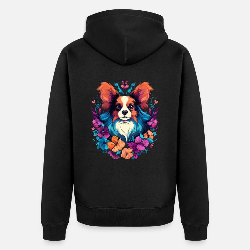 Papillon Chien Cadeau - Veste à capuche bio Premium Unisexe - noir