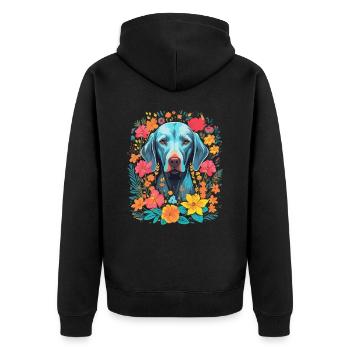 Weimaraner Hund Geschenk - Unisex Premium Bio Zip Hoodie - Schwarz - Hinten - Nico (187cm)