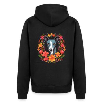 Whippet Hund Geschenk - Unisex Premium Bio Zip Hoodie - Schwarz - Hinten - Nico (187cm)