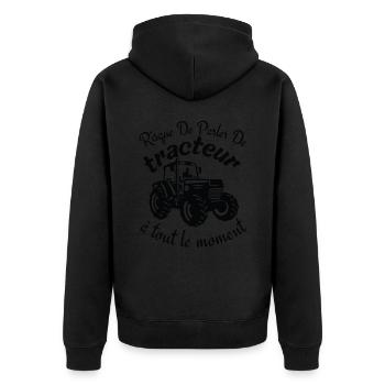 Humour d'agriculteur ,risque de parler de tracteur - Veste à capuche bio Premium Unisexe - noir - Dos - Nico (187cm)