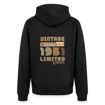 Original 1951 Vintage Retro Jubiläum - Unisex Premium Bio Zip Hoodie - Schwarz - Hinten - Nico (187cm)