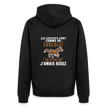 Les chevaux sont comme du chocolat - Veste à capuche bio Premium Unisexe - noir - Dos - Nico (187cm)