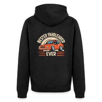 Fahrlehrer Geschenk Fahrschule Lehrer Spruch - Unisex Premium Bio Zip Hoodie - Schwarz - Hinten - Nico (187cm)