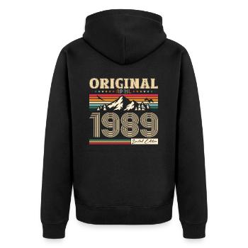 35th Birthday Husband Original April Vintage 1989 - Unisex Premium Organic Zip Hoodie - black - Back - Nico (187cm)