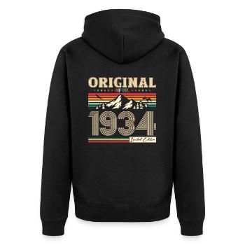 90e anniversaire mari Original avril Vintage 1934 - Veste à capuche bio Premium Unisexe - noir - Dos - Nico (187cm)