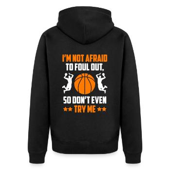 Basketball Try Me - Unisex Premium Organic Zip Hoodie - black - Back - Nico (187cm)