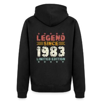 Legend 1983 Vintage Cadeau d’anniversaire - Veste à capuche bio Premium Unisexe - noir - Dos - Nico (187cm)