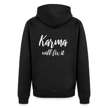 Le karma veut le réparer - Veste à capuche bio Premium Unisexe - noir - Dos - Nico (187cm)