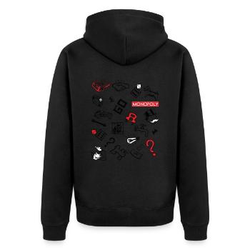 Monopoly Famous Game Icons - Unisex Premium Organic Zip Hoodie - black - Back - Nico (187cm)
