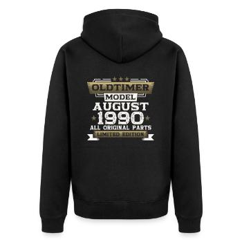 33ème anniversaire Homme Oldtimer August Vintage 1990 - Veste à capuche bio Premium Unisexe - noir - Dos - Nico (187cm)
