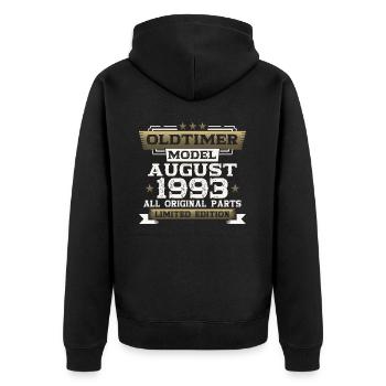 30th Birthday Man Oldtimer August Vintage 1993 - Unisex Premium Organic Zip Hoodie - black - Back - Nico (187cm)