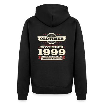 24e anniversaire voiture classique novembre vintage 1999 - Veste à capuche bio Premium Unisexe - noir - Dos - Nico (187cm)