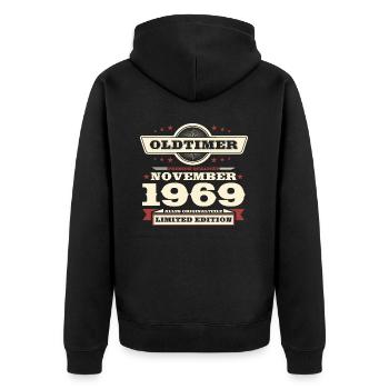 54e anniversaire Vintage Novembre Millésime 1969 - Veste à capuche bio Premium Unisexe - noir - Dos - Nico (187cm)