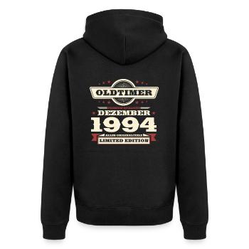 29. Geburtstag Oldtimer Dezember Jahrgang 1994 - Unisex Premium Bio Zip Hoodie - Schwarz - Hinten - Nico (187cm)
