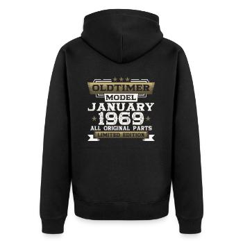 55th birthday classic car January vintage 1969 - Unisex Premium Organic Zip Hoodie - black - Back - Nico (187cm)