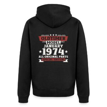 50th Birthday Vintage January Vintage 1974 - Unisex Premium Organic Zip Hoodie - black - Back - Nico (187cm)