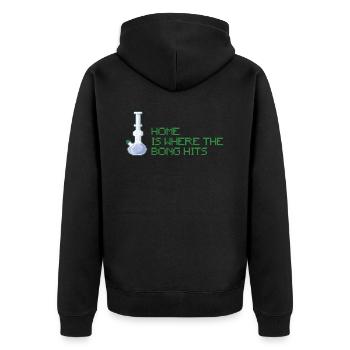 Home is where the Bong Hits Tee - Unisex Premium Organic Zip Hoodie - black - Back - Nico (187cm)