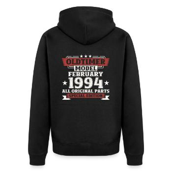30. Geburtstag Oldtimer Februar Jahrgang 1994 - Unisex Premium Bio Zip Hoodie - Schwarz - Hinten - Nico (187cm)