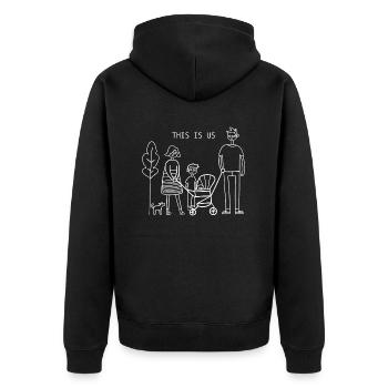 Moderne Minimalistische Familie - This Is Us - Unisex Premium Bio Zip Hoodie - Schwarz - Hinten - Nico (187cm)