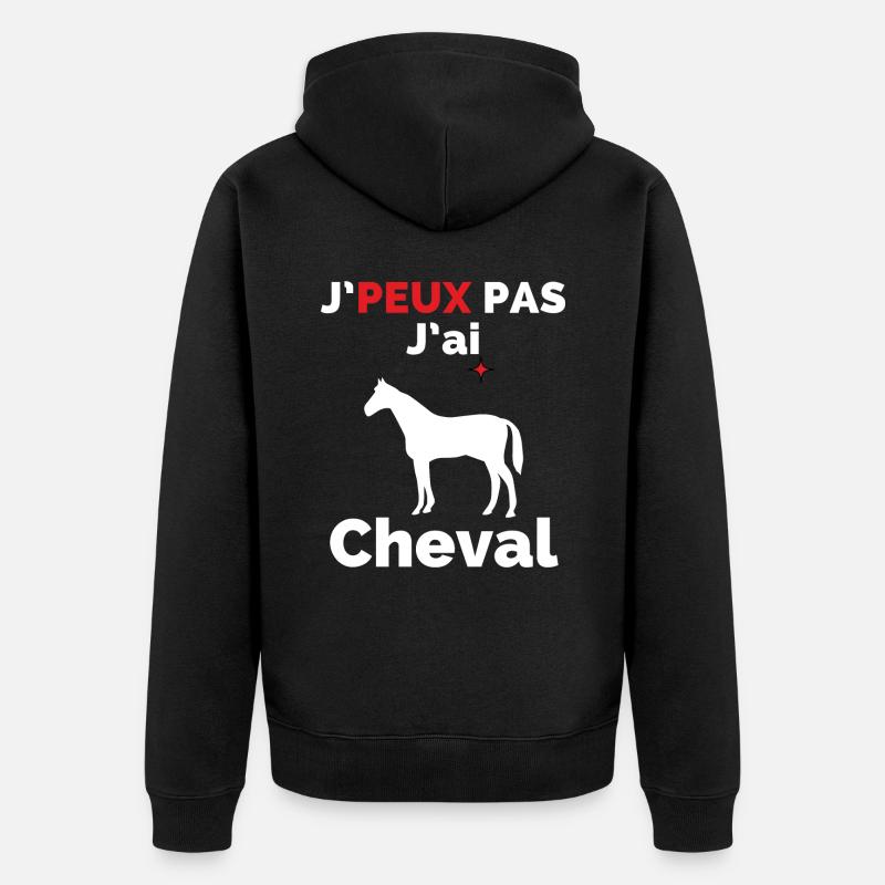 J'peux pas j'ai Cheval - Veste à capuche bio Premium Unisexe - noir