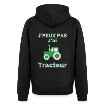 I can't I have tractor - Unisex Premium Organic Zip Hoodie - black - Back - Nico (187cm)