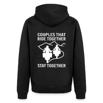 Couples that ride together stay together motorcycle - Unisex Premium Organic Zip Hoodie - black - Back - Nico (187cm)