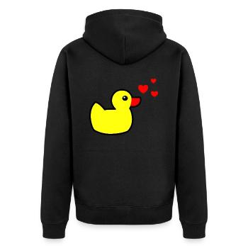 Canard grinçant Jaune Saint-Valentin - Veste à capuche bio Premium Unisexe - noir - Dos - Nico (187cm)