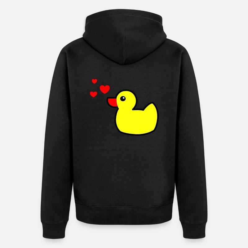 Canard grinçant Jaune Saint-Valentin 2 - Veste à capuche bio Premium Unisexe - noir