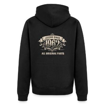 Retro Vintage Birthday Legend Since 1962 - Unisex Premium Bio Zip Hoodie - Schwarz - Hinten - Nico (187cm)