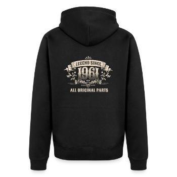 Retro Vintage Birthday Legend Since 1961 - Unisex Premium Bio Zip Hoodie - Schwarz - Hinten - Nico (187cm)