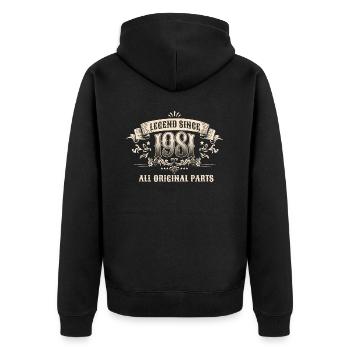 Retro Vintage Birthday Legend Since 1981 - Unisex Premium Bio Zip Hoodie - Schwarz - Hinten - Nico (187cm)