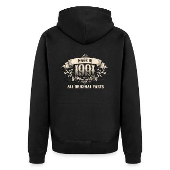 Retro Vintage Birthday Made In 1991 All Original - Unisex Premium Bio Zip Hoodie - Schwarz - Hinten - Nico (187cm)