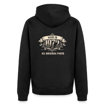 Retro Vintage Birthday Made In 1972 All Original - Unisex Premium Bio Zip Hoodie - Schwarz - Hinten - Nico (187cm)