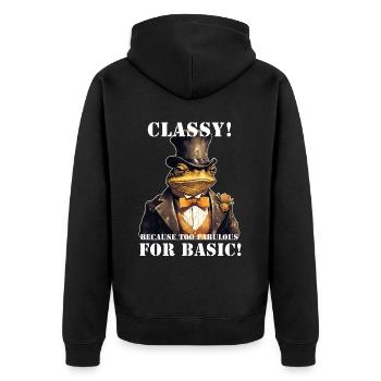 Frosch Steampunk - Unisex Premium Bio Zip Hoodie - Schwarz - Hinten - Nico (187cm)