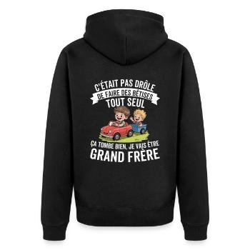 Futur Grand Frère Rigolo - Veste à capuche bio Premium Unisexe - noir - Dos - Nico (187cm)