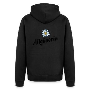 Allgäuerin - Alpen Edelweiß aus dem Allgäu - Unisex Premium Bio Zip Hoodie - Schwarz - Hinten - Nico (187cm)