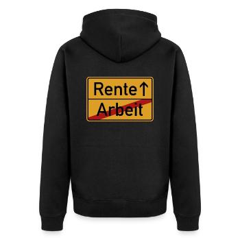 Rente - Rentner Ruhestand Pension - Unisex Premium Bio Zip Hoodie - Schwarz - Hinten - Nico (187cm)