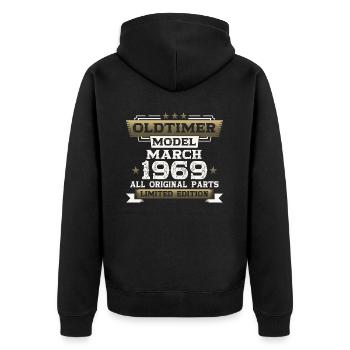 55th Birthday Classic Car March Vintage 1969 - Unisex Premium Organic Zip Hoodie - black - Back - Nico (187cm)