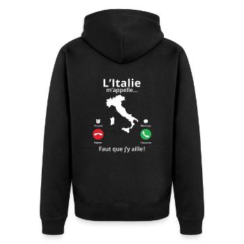 L'italie m'appelle faut que j'y aille! - Veste à capuche bio Premium Unisexe - noir - Dos - Nico (187cm)