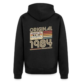 1984 Naissance vintage rétro anniversaire - Veste à capuche bio Premium Unisexe - noir - Dos - Nico (187cm)