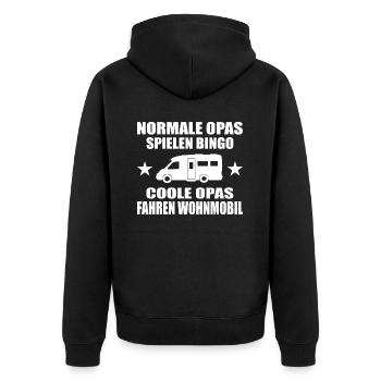 Camping - Unisex Premium Bio Zip Hoodie - Schwarz - Hinten - Nico (187cm)