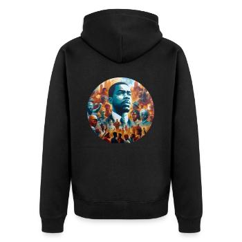 Widerstandsfähigkeit im Afro-Stil - Unisex Premium Bio Zip Hoodie - Schwarz - Hinten - Nico (187cm)